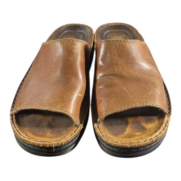 Naot Men's Tundra Slide Sandal Brown Leather Size EU 43/ US 10 Slip On